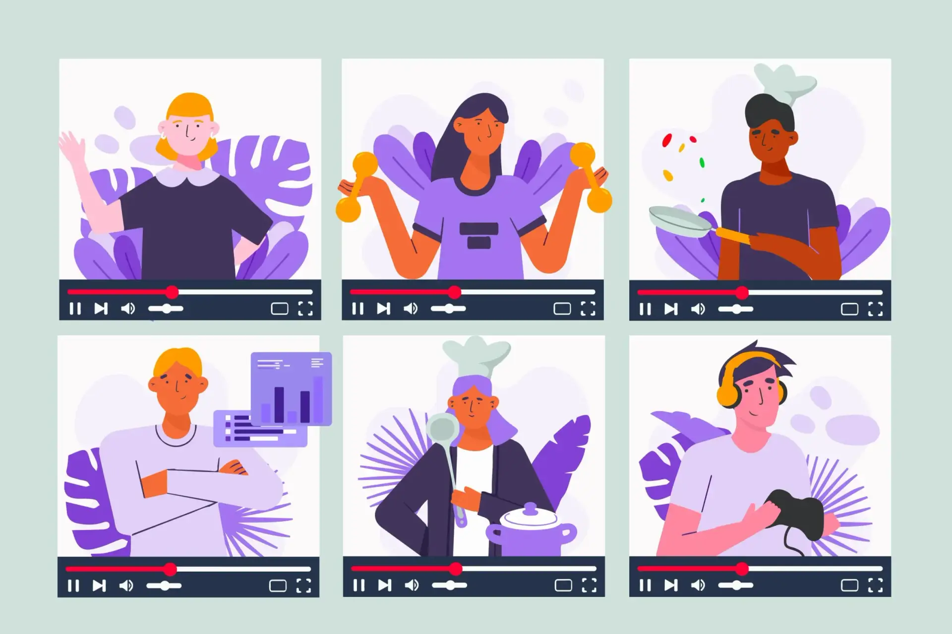 A collection of images showcasing individuals in various poses, showcasing different explainer types with different lengths.