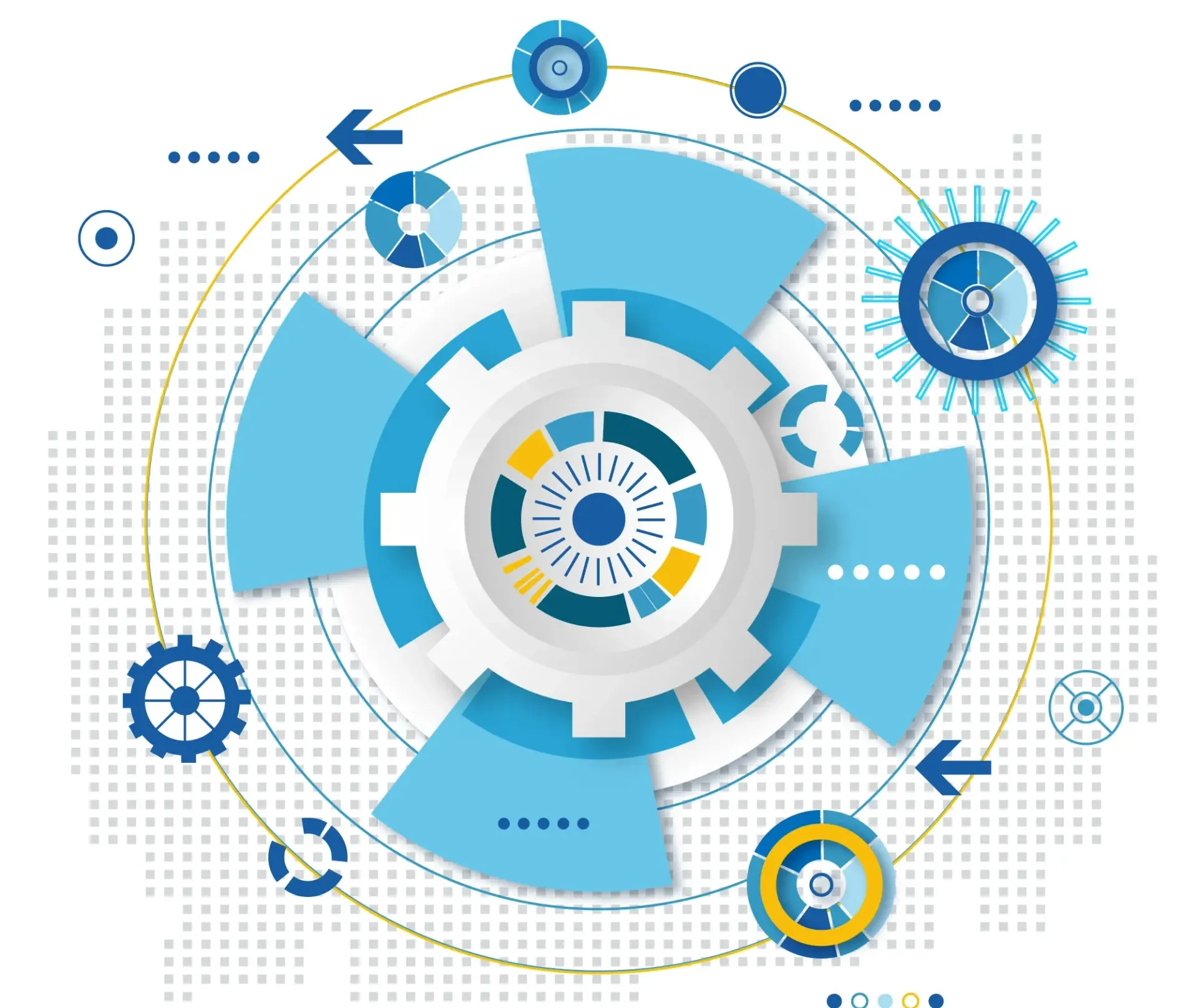 Dynamic technology-themed animation with gears and arrows, representing the intricate workings of technical concepts.